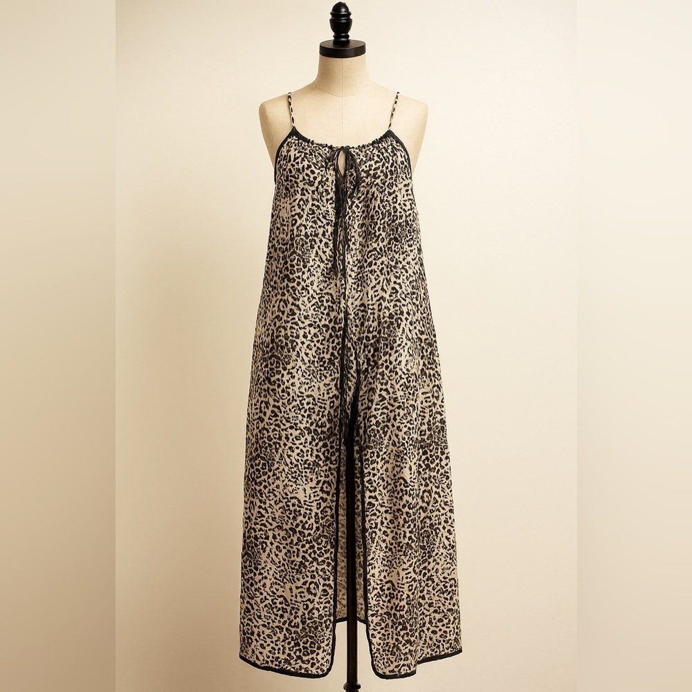 Bridget Yorke Animal Print Dress Tie Fringe Size 42